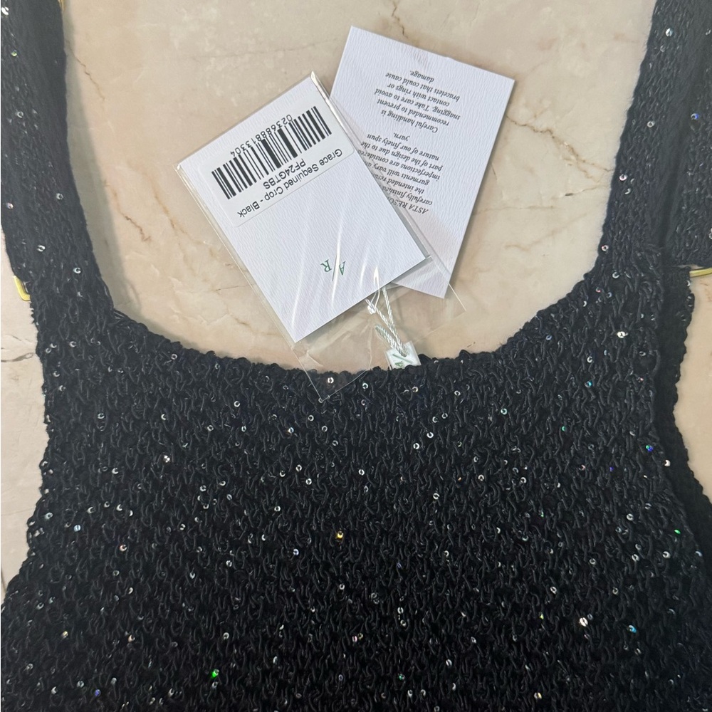 NEW WITH TAGS ASTA RESORT GRACE SEQUINED CROP TOP- BLACK , SIZE S - Picture 5 of 9